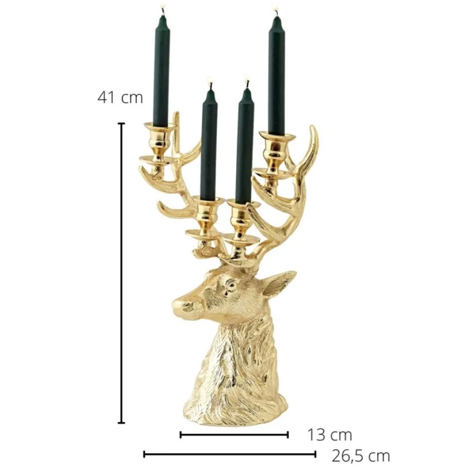 Adventskerzenhalter Rentier RICHARD Gold Edzard Höhe 43 cm