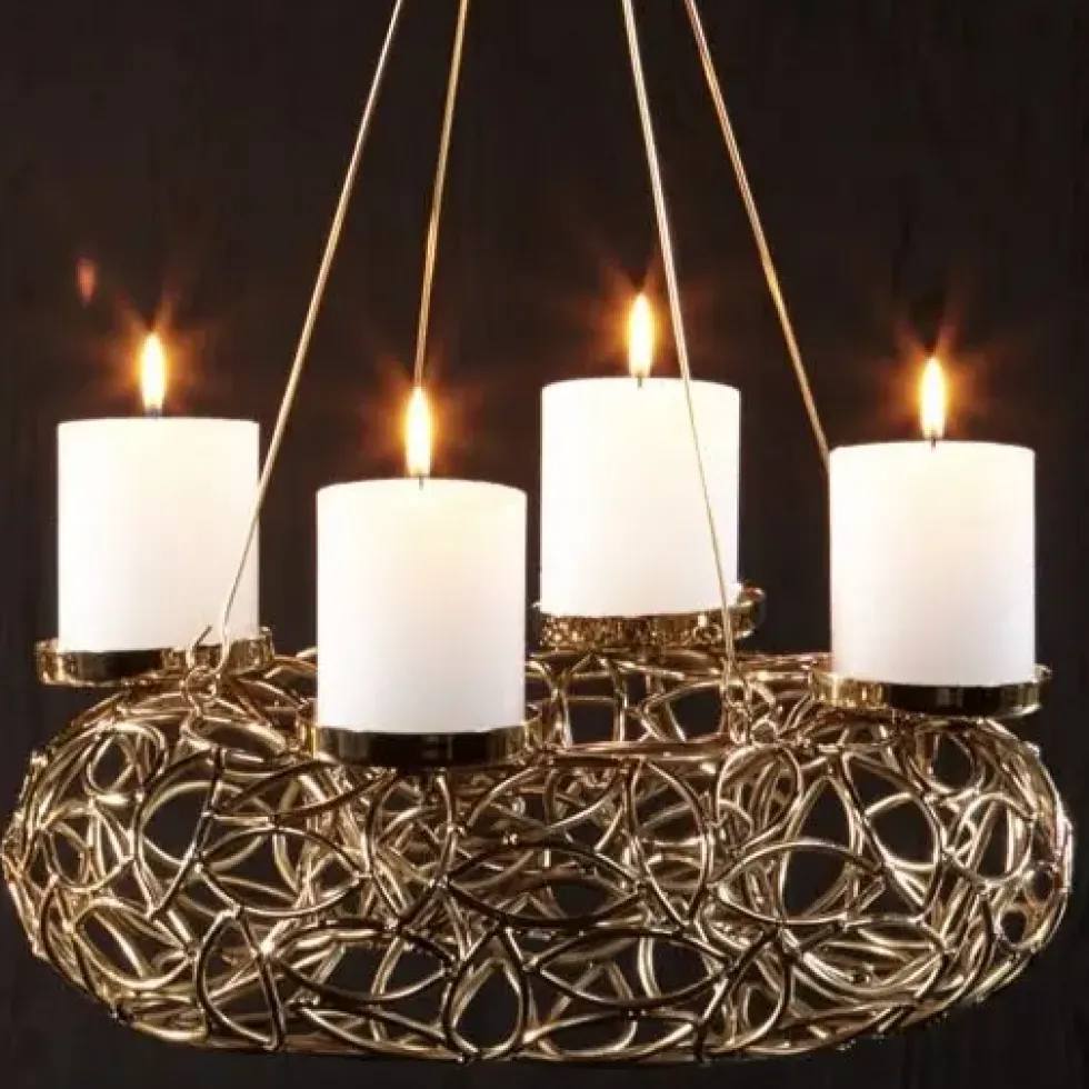 Adventskranz hängend gold Lomas Kaheku 36 cm