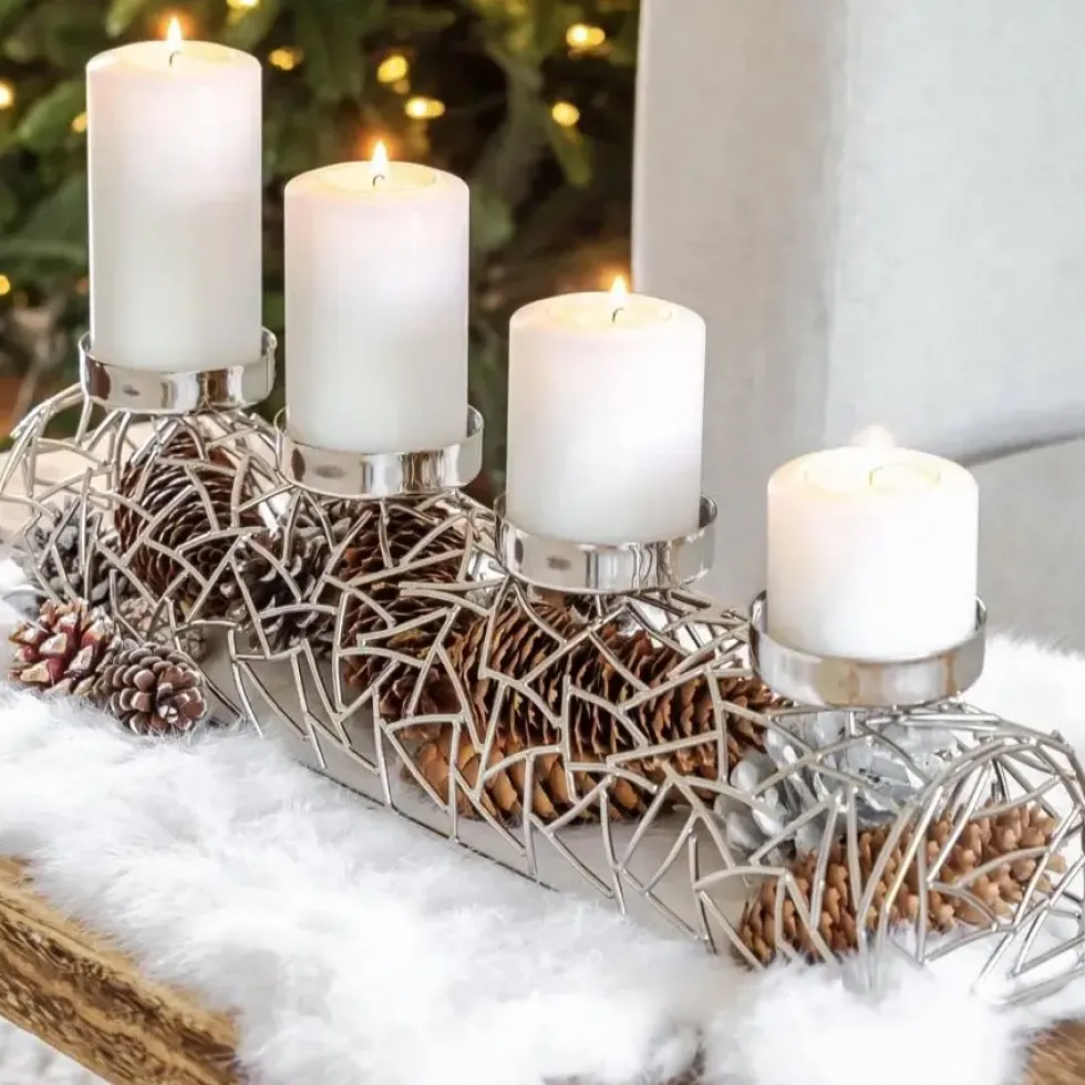 Adventskranz länglich Milano vernickelt Edzard 44 cm