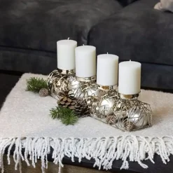 Adventskranz länglich Milano vernickelt Edzard 44 cm