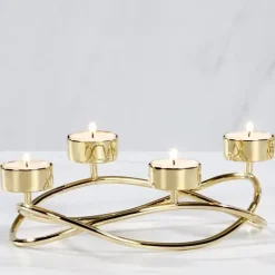 Adventskranz mit Teelichthalter gold Crowne Kaheku 25 cm