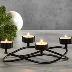 Adventskranz mit Teelichthalter schwarz Smog Kaheku 16 cm