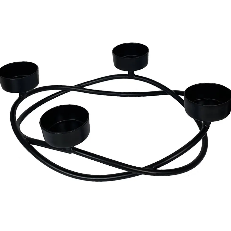 Adventskranz mit Teelichthalter schwarz Smog Kaheku 16 cm