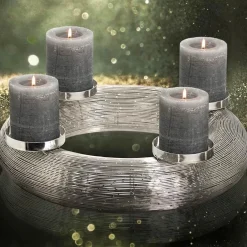 Adventskranz modern Verona Edzard Edelstahl Durchmesser 30 cm