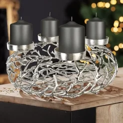 Adventskranz TWIGS Casablanca silber Durchmesser 56 cm