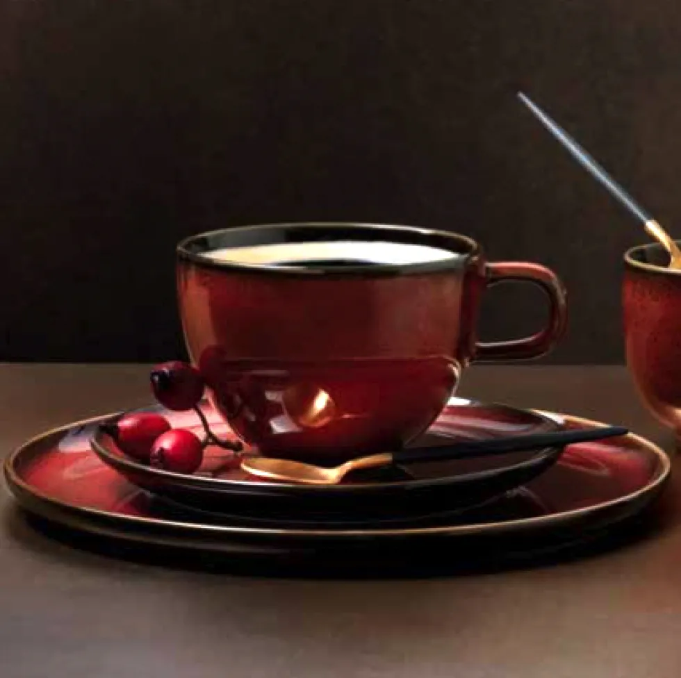 ASA Kaffeetasse Espressotasse mit Untertasse Kolibri rusted red