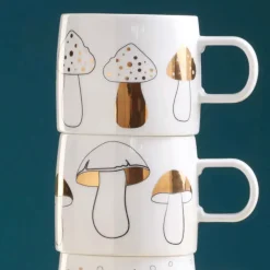 Asa Tasse weiß Pilzmotiv gold 350 ml