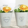 Übertopf grau Metall oval 3er Set Höhe 16 cm