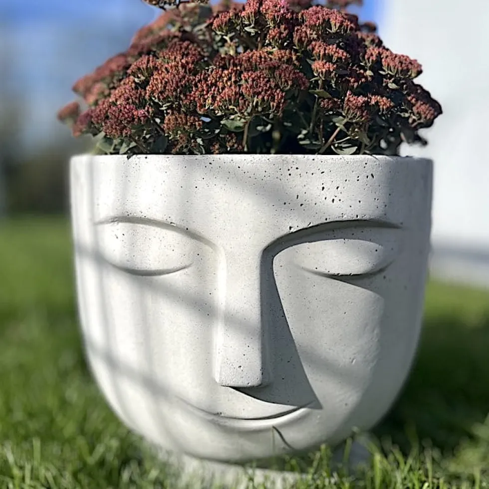 Beton Blumentopf Gesicht Manfred Höhe 34 cm