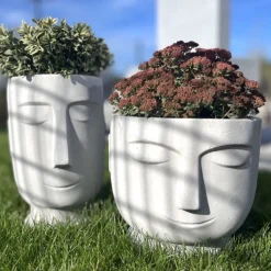 Beton Blumentopf Gesicht Manfred Höhe 34 cm