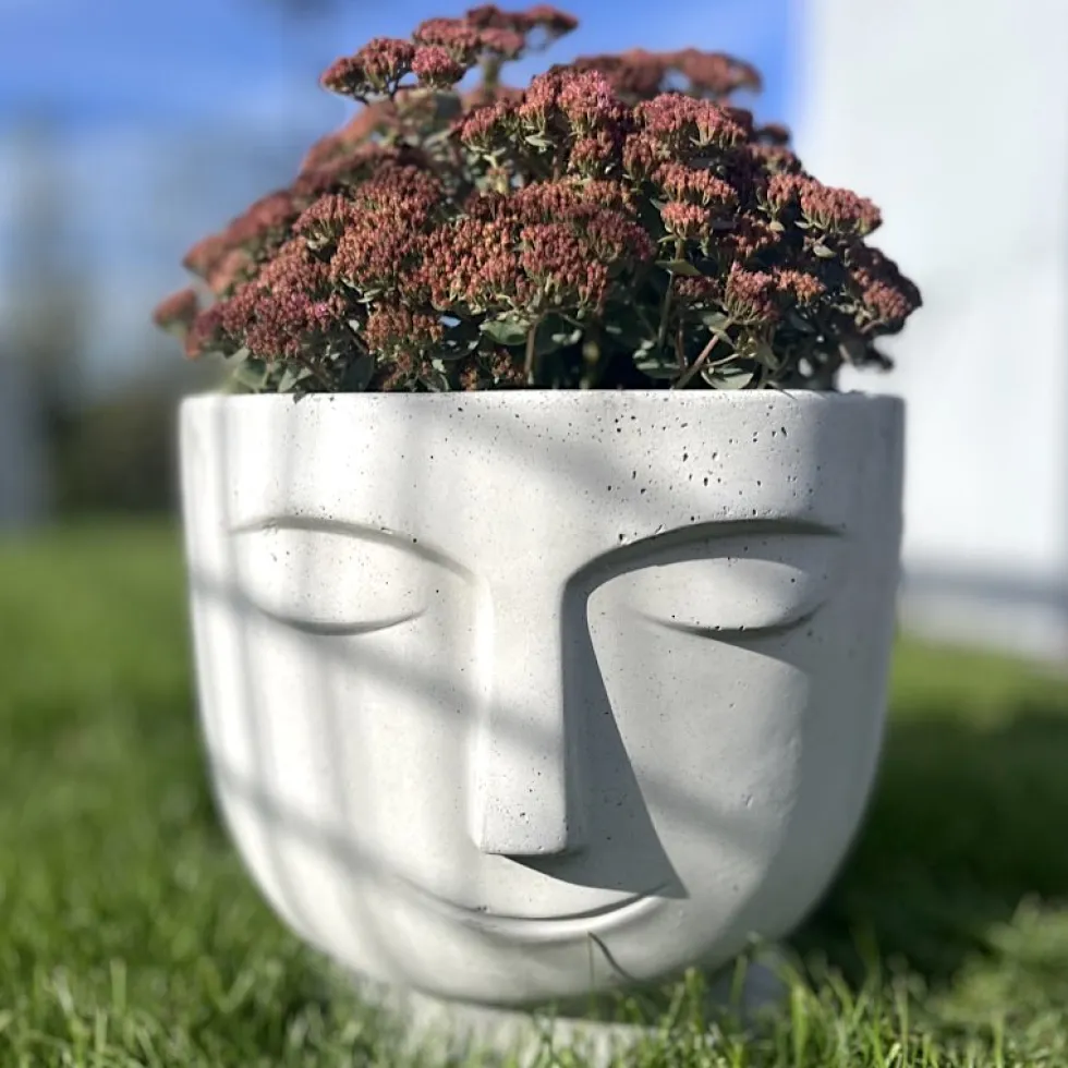 Beton Blumentopf Gesicht Manfred Höhe 34 cm