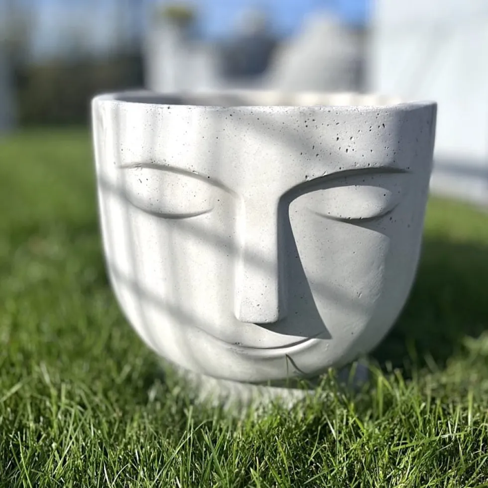 Beton Blumentopf Gesicht Manfred Höhe 34 cm
