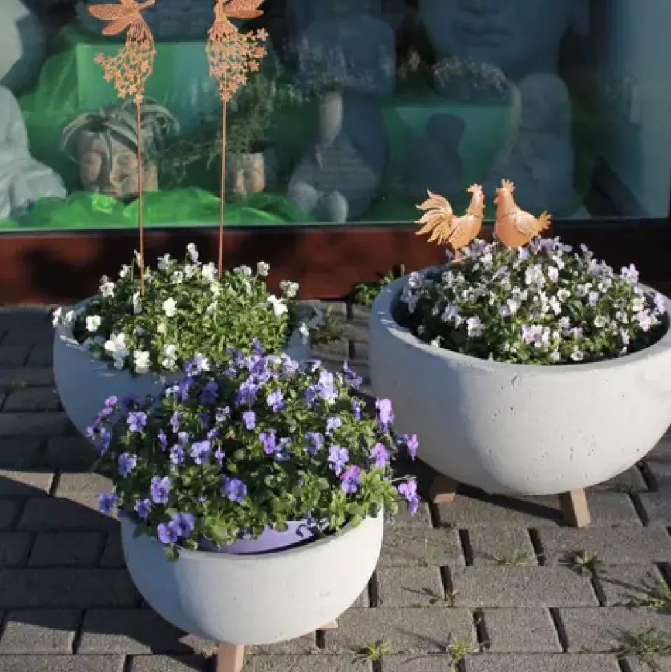 Beton Pflanzkübel rund Blumenschale auf Fuß 3er Set
