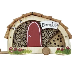 Bienenhotel WOMO mit Lamellendach rot Vogelvilla Höhe 15 cm