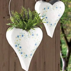 Blumenampel Hängetopf Metall Wildblumen Herzform