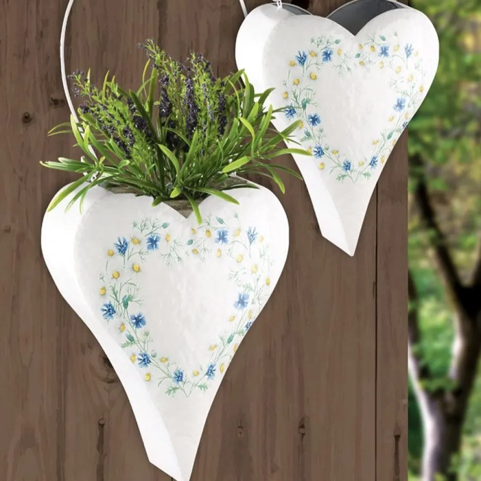 Blumenampel Hängetopf Metall Wildblumen Herzform