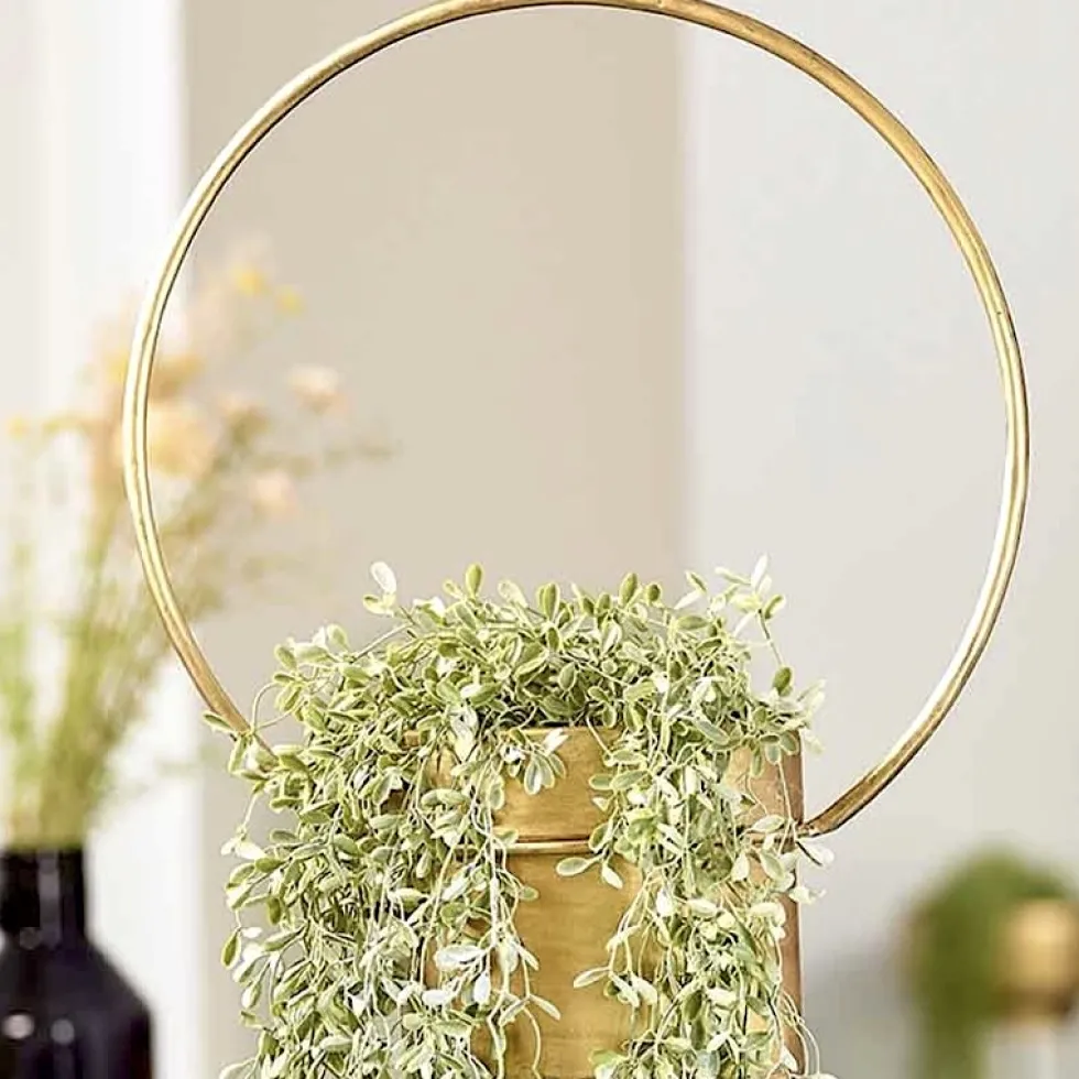 Blumenampel Metall gold