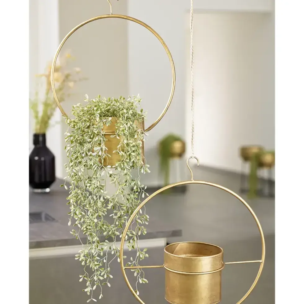 Blumenampel Metall gold