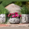 Blumentopf Gesicht Folto grau braun