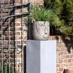 Blumentopf Gesicht Folto grau braun