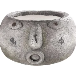 Blumentopf Gesicht Folto grau braun