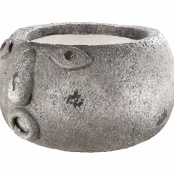 Blumentopf Gesicht Folto grau braun