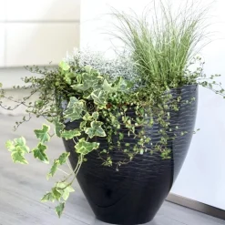 Blumentopf groß Amina Hochglanz schwarz H 35 cm