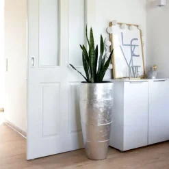 Bodenvase Camille Hochglanz silber Höhe 80 cm