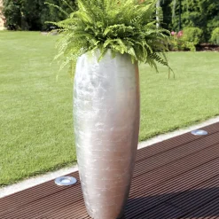 Bodenvase Cara Hochglanz silber Höhe 116 cm