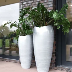Bodenvase Caroline Hochglanz silber weiß