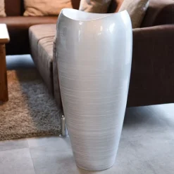 Bodenvase Caroline Hochglanz silber weiß