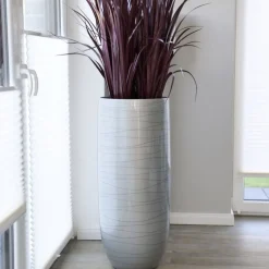 Bodenvase Cassandra Hochglanz silber Höhe 95 cm