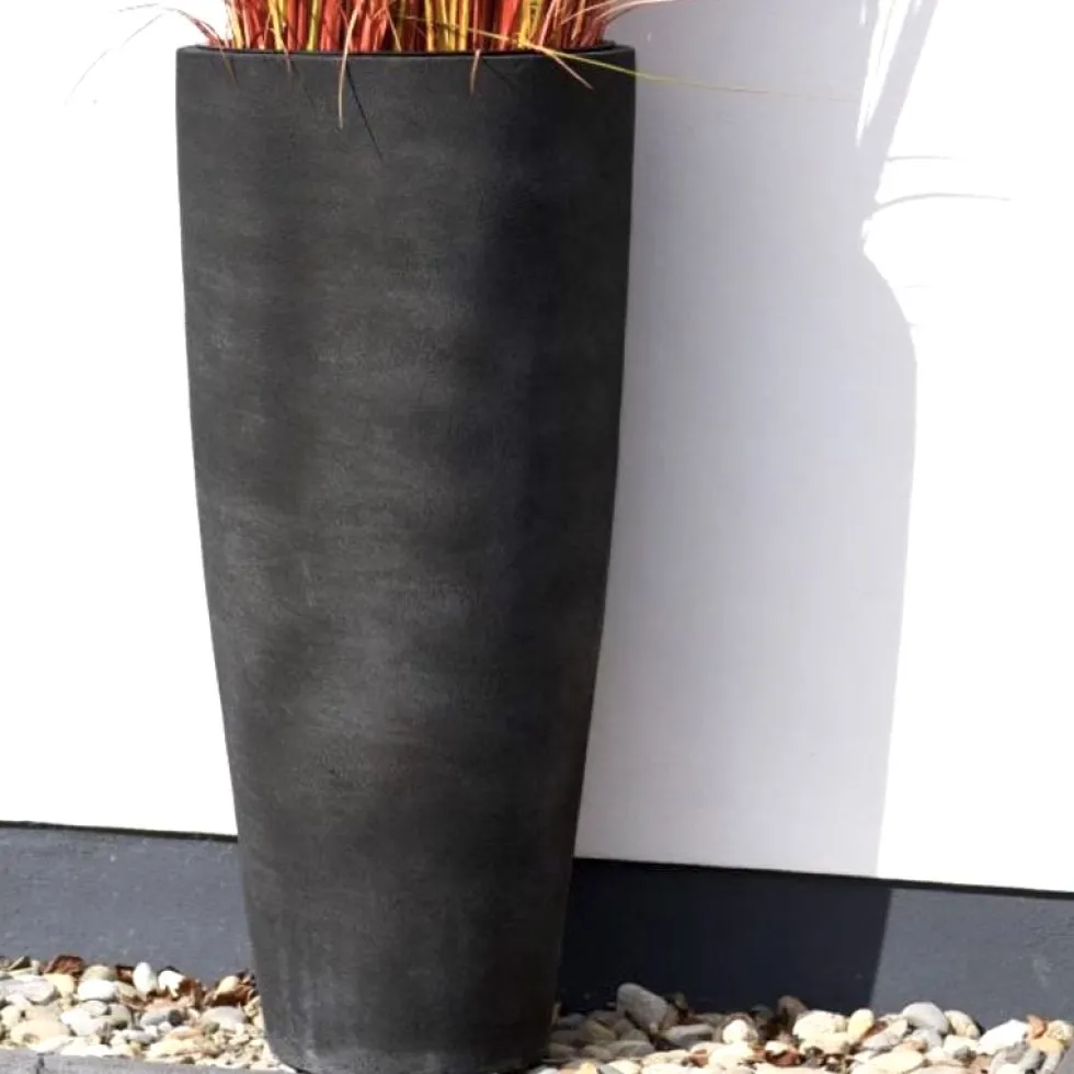 Bodenvase Cecile Steinoptik anthrazit Höhe 100 cm