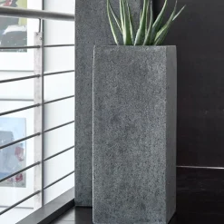 Bodenvase Dekosäule groß steingrau Aria Höhe 97 cm