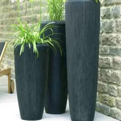 Bodenvase Harmony anthrazit mit Rillenstruktur