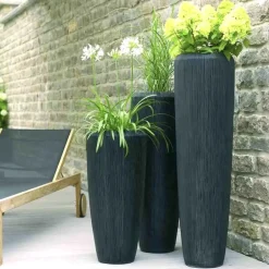 Bodenvase Harmony anthrazit mit Rillenstruktur