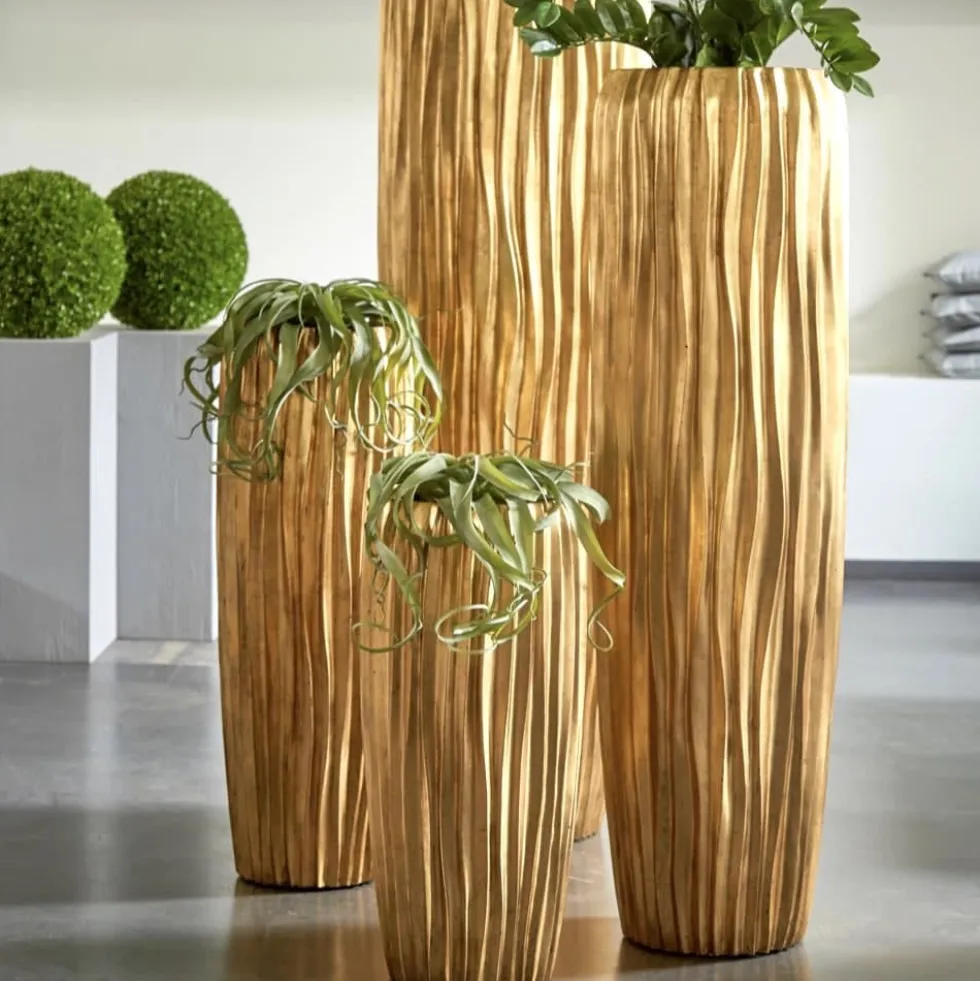 Bodenvase Harmony maxi gold Wellenstruktur