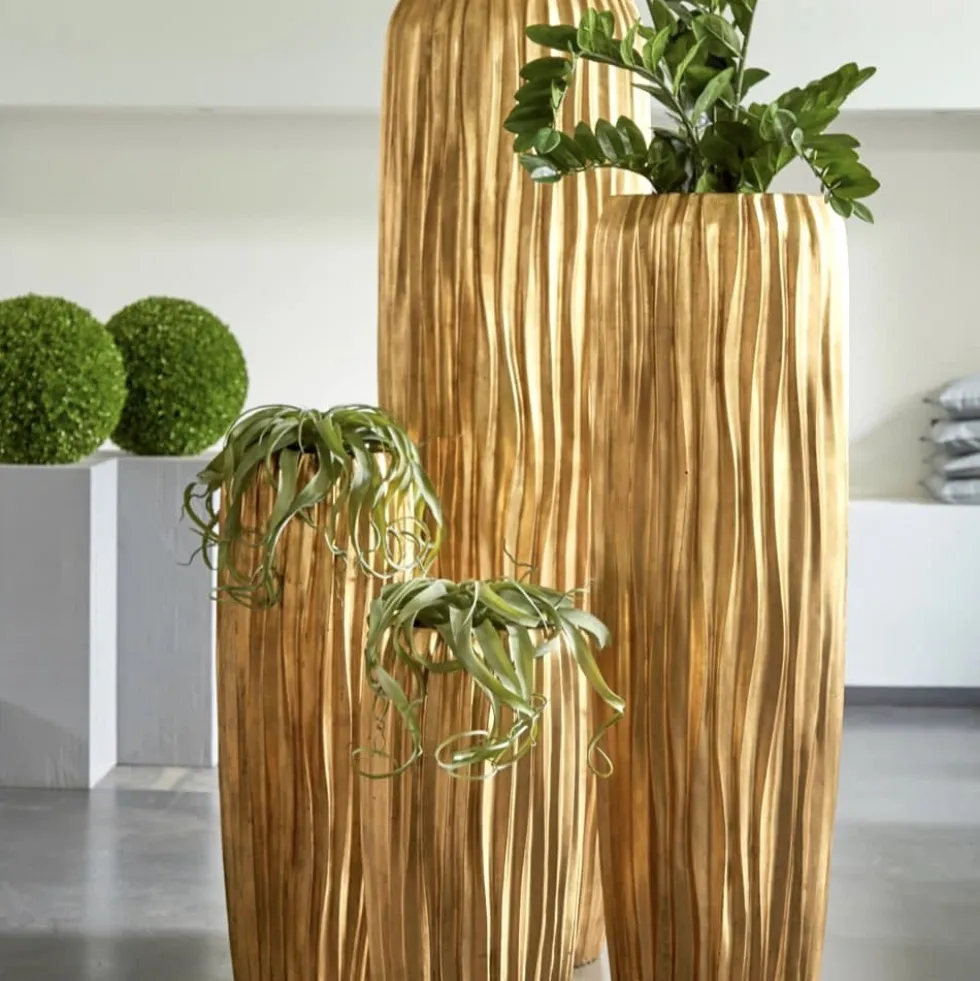 Bodenvase Harmony maxi gold Wellenstruktur