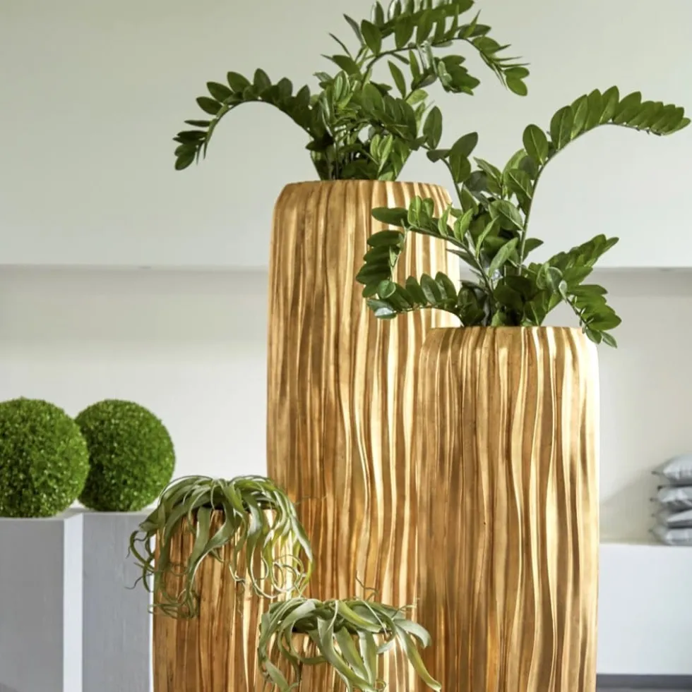 Bodenvase Harmony maxi gold Wellenstruktur