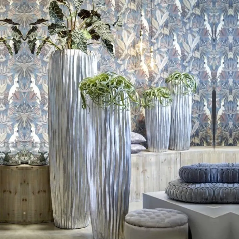 Bodenvase Harmony maxi silber Wellenstruktur