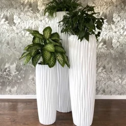 Bodenvase Harmony maxi weiß Wellenstruktur