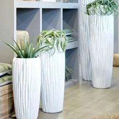 Bodenvase Harmony maxi weiß Wellenstruktur
