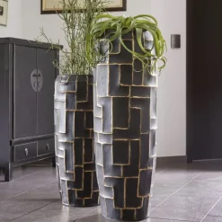 Bodenvase schwarz gold Fiore Höhe 98 cm