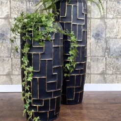 Bodenvase schwarz gold Fiore Höhe 98 cm