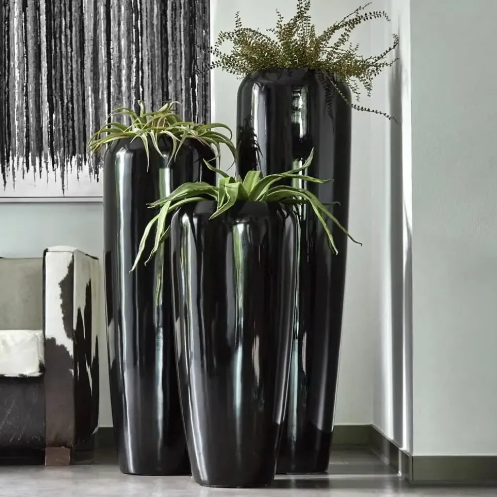 Bodenvase schwarz Hochglanz Harmony