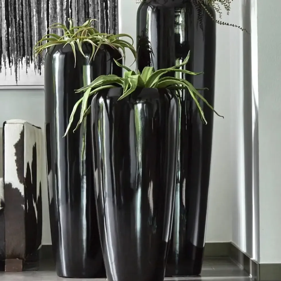 Bodenvase schwarz Hochglanz Harmony