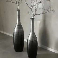 Bodenvase schwarz silber Hochglanz Anna