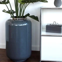Bodenvase XXL dunkelgrau silber Saigon GiftCompany Höhe 65 cm