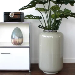 Bodenvase XXL sandstone silber Saigon GiftCompany Höhe 65 cm