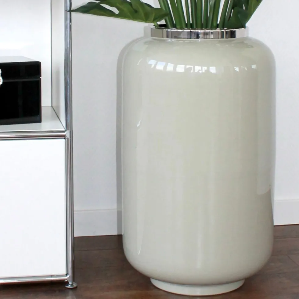 Bodenvase XXL sandstone silber Saigon GiftCompany Höhe 65 cm